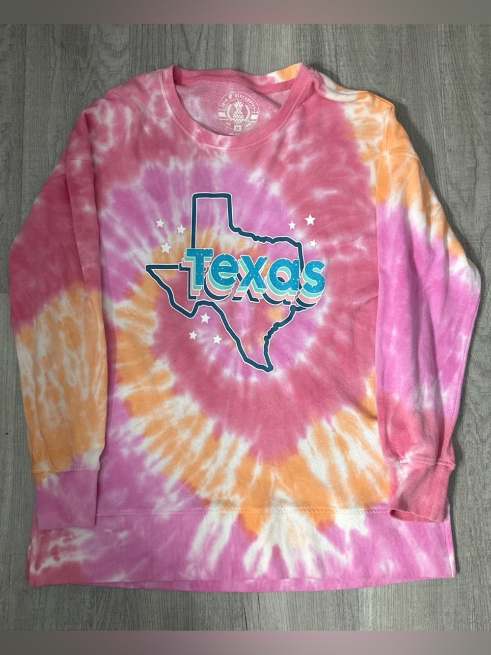 Texas Tie-Dye Sweatshirt - Pink & Orange